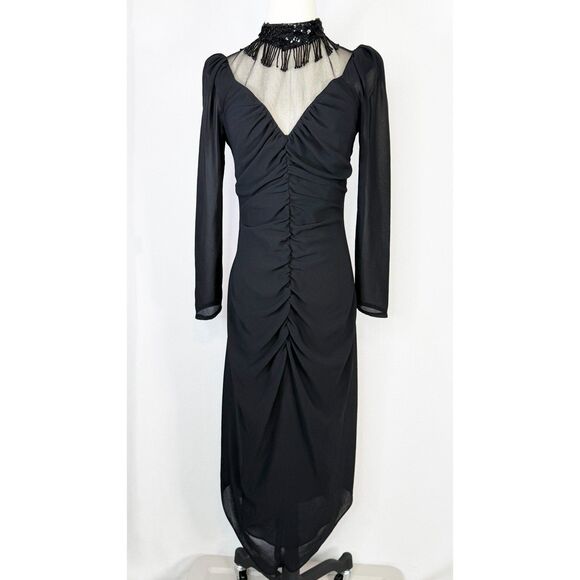 new leaf Dresses & Skirts - Vintage | New Leaf California Samir | Black Party Glam Goth Choker Dress | Sz 8